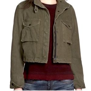 RAG & BONE Crop Military  Zip Jacket Distressed Fatigue Green - Size S